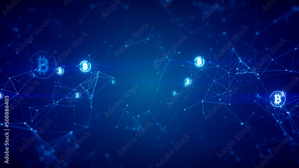 Obraz premium Cryto currency connect data technology blockchain