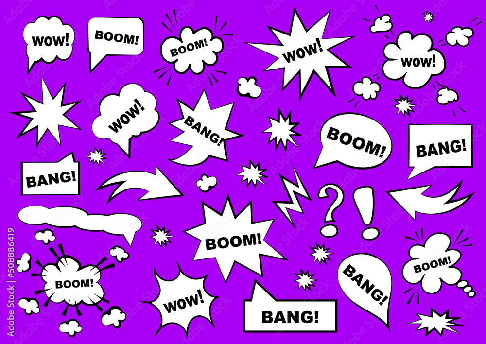 Obraz premium Set of speech bubbles. Set of blank template in Pop Art style. Vector illustration