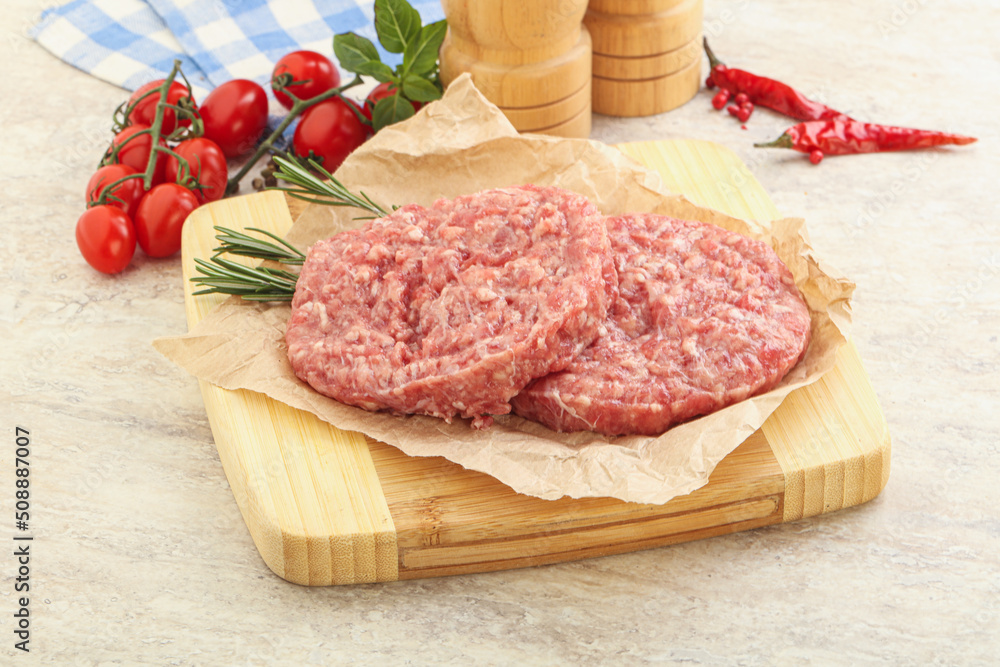 Raw pork cutlet for burger Raw pork cutlet for burger