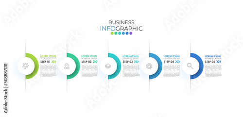 Modern infographic Timeline template can be used for workflow layout, diagram, number options, web design. Infographic business concept with 5 option, parts, steps or processes.