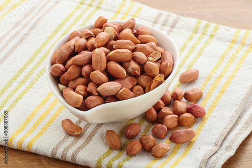 Raw peanut heap in the bowl