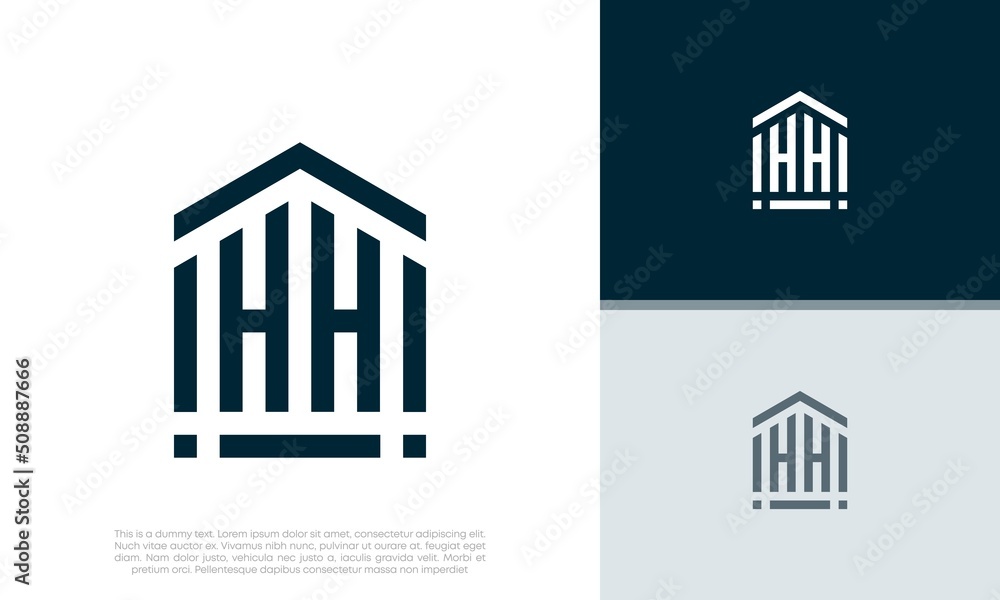 Simple Initials HH logo design. Initial Letter Logo. Shield logo.
