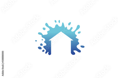 creative house splash color paint logo vector design icon symbol illustration