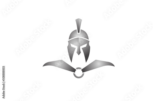 Creative Spartan Helmet Logo Design Vector Symbol Illustration