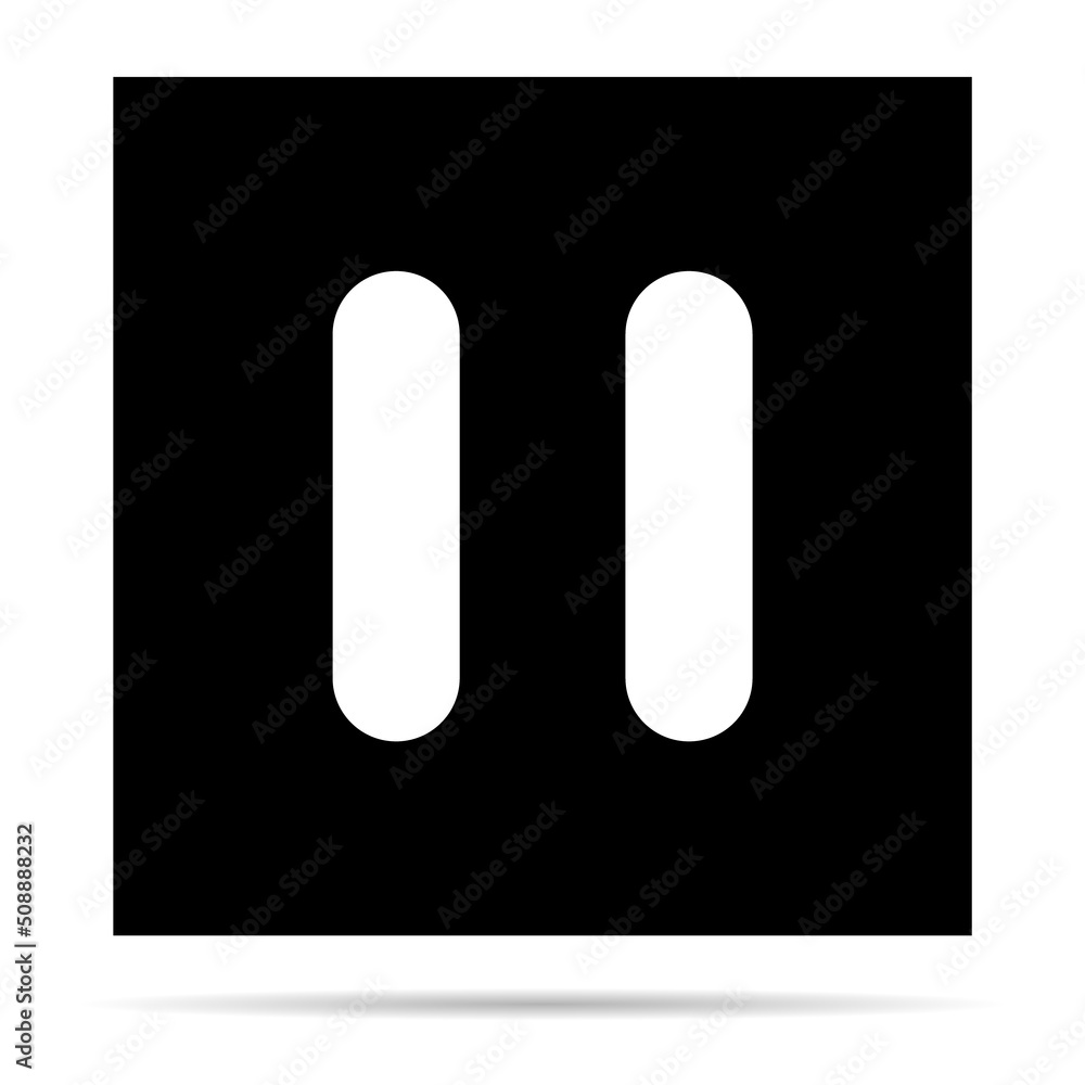 Stop and pause icon with shadow, interface media button, internet player video symbol, web film audio vector illustration Stop and pause icon with shadow, interface media button, internet player video symbol, web film audio vector illustration