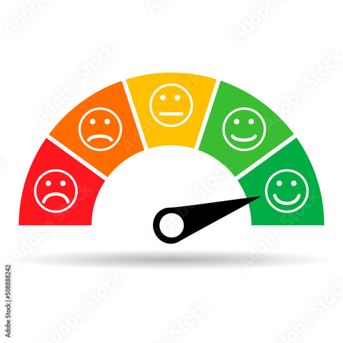 Customer satisfaction meter shadow icon, graph rating measure business report vector illustration