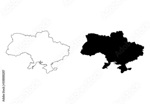 Fotografie, Obraz Set of Ukraine map icon, geography blank concept, collection graphic background