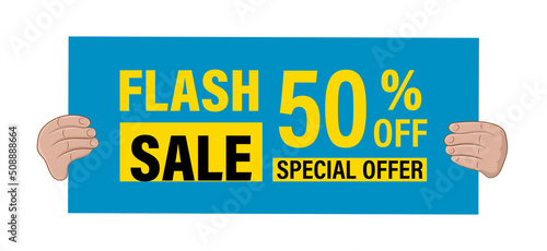 Blue board with the inscription SALE. Vector illustration