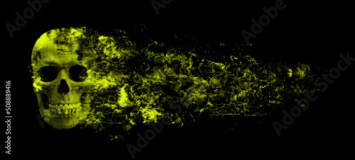 Skull dispersion halftone dot effect, vector illustration