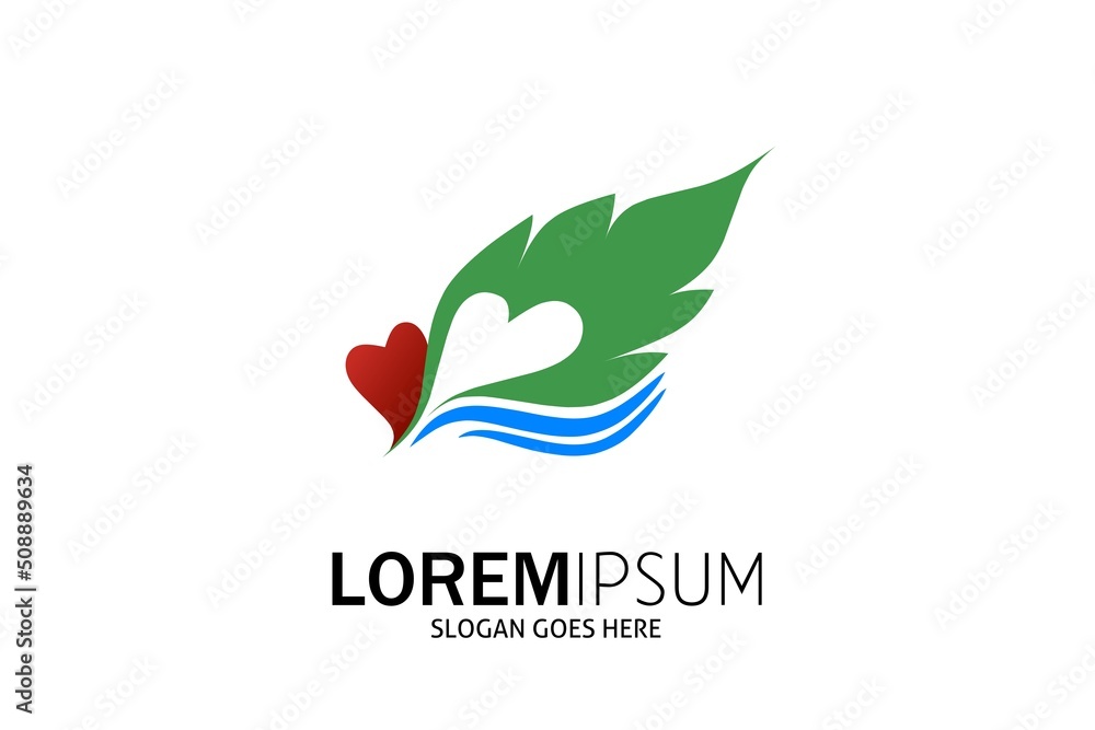 The logo of love leaves and water, three very nice combinations, suitable for any purpose related to the day of affection The logo of love leaves and water, three very nice combinations, suitable for any purpose related to the day of affection
