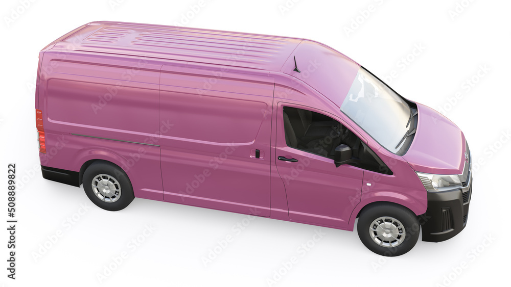 Tokyo, Japan. April 12, 2022: Toyota Hiace. Pink commercial van for ...
