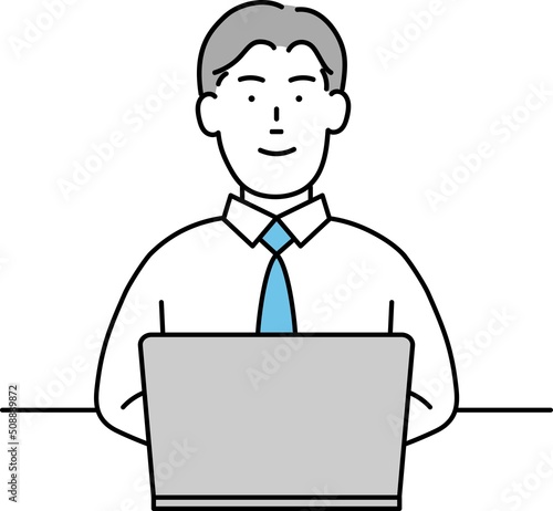 ビジネスマン　デスク　PC