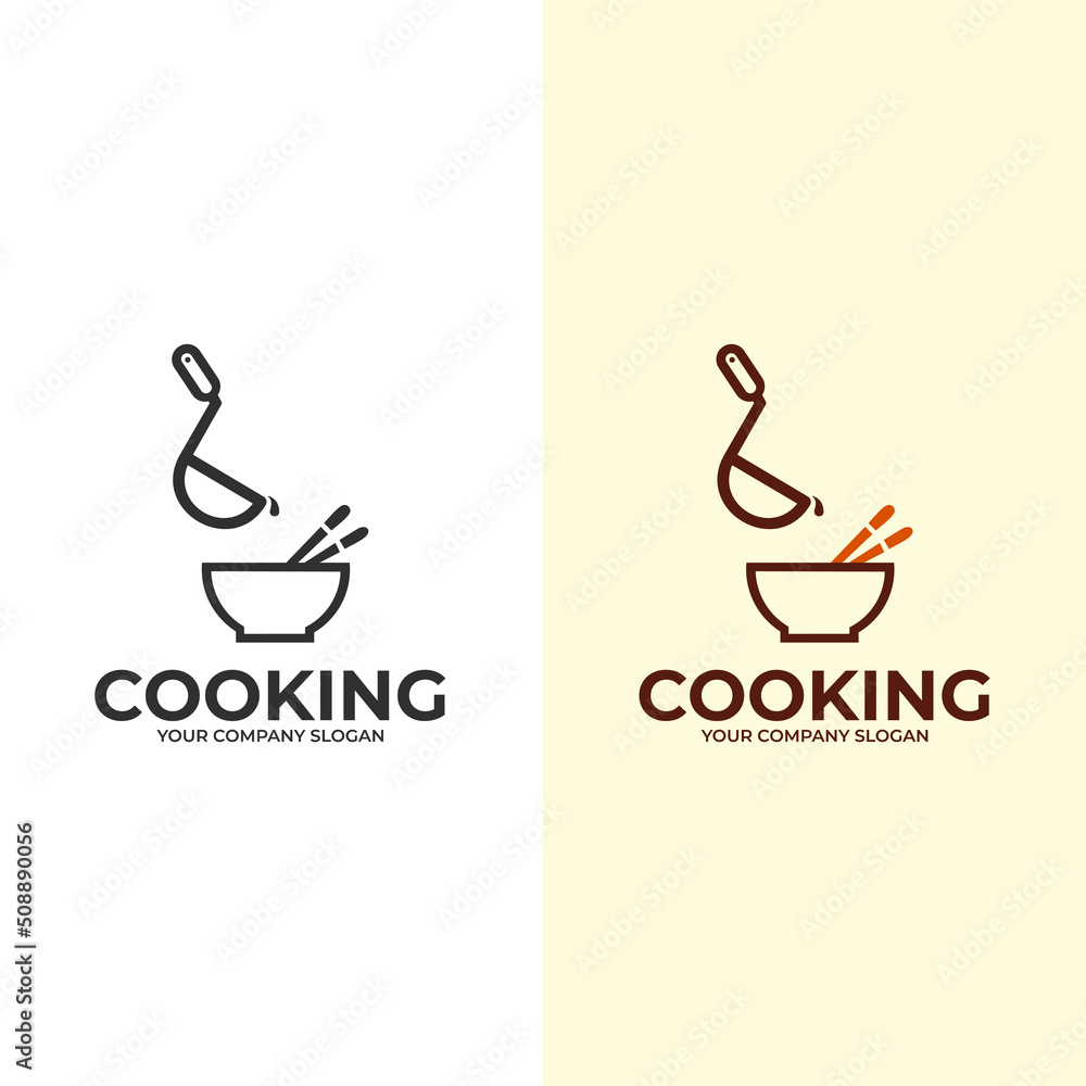 Cooking logo. Icon or symbol for design menu restaurant. Graphic logo template for cooking cuisine course. Vector Illustration