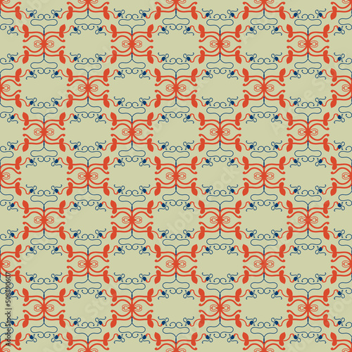 vector seamless pattern with hand drawn plants background