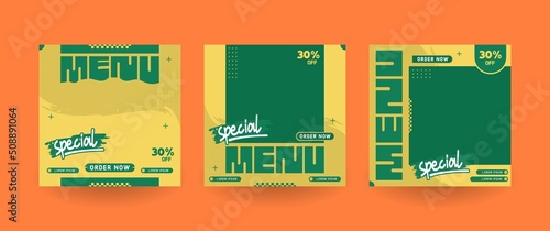 Food menu promotion banner template for social media post collection