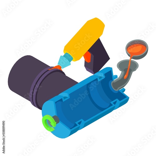 Metallurgical equipment icon isometric vector. Centrifugal casting, pipe welding. Steel and iron industry, metallurgy, professional equipment