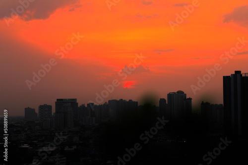 abstract background view of the colorful twilight sky.In the evening  the colorful changes  pink  orange  yellow  purple  sky  merge into the beauty of nature