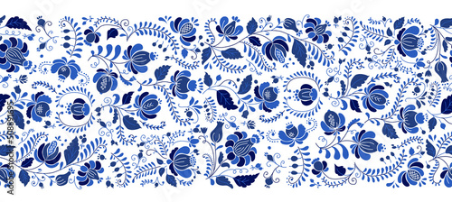 Gzhel decorative ornament. Seamless Pattern Background