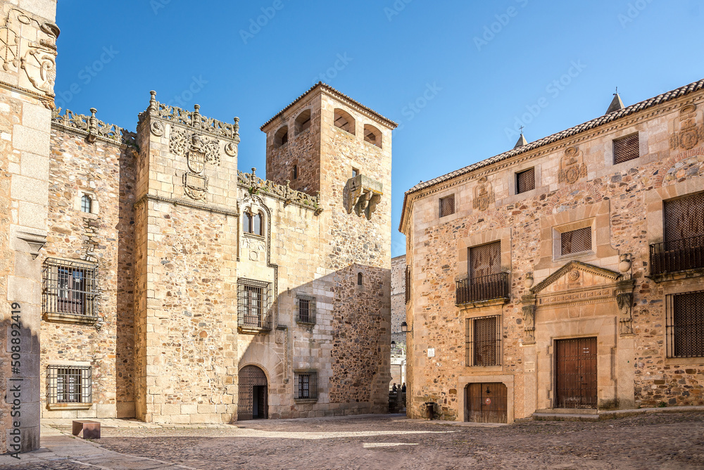 View at the Los Golfines de Abajo Palace in the streets of Caceres - Spain