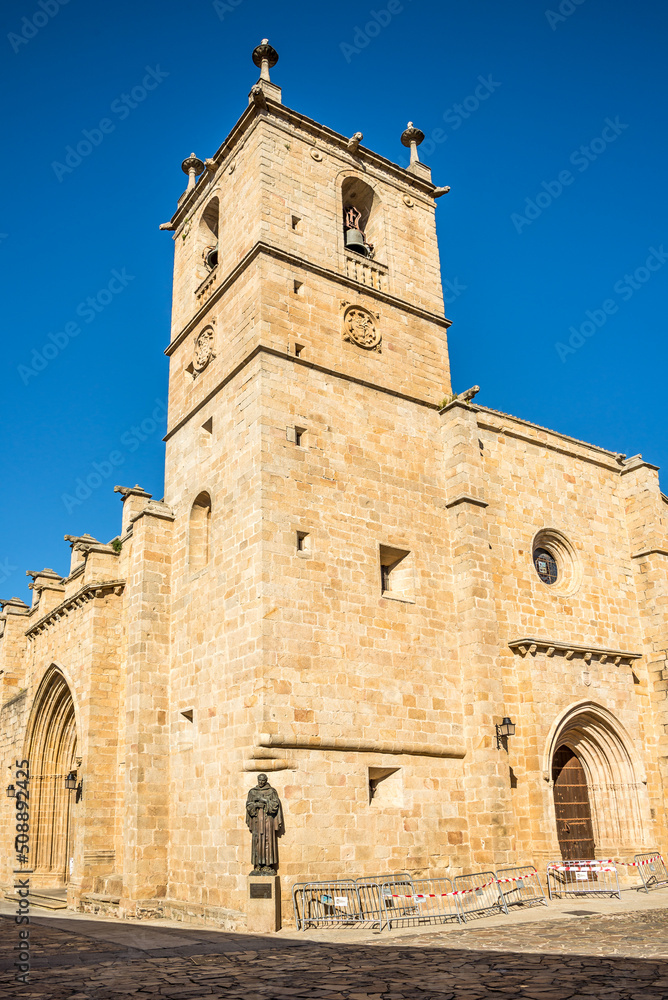 View at the Bell tower of Santa Maria Cathedral in the streets of Caceres - Spain