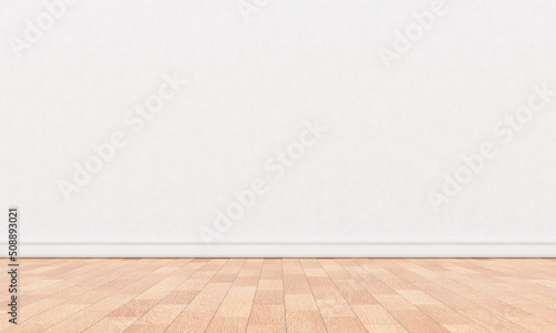 Empty room with wooden floor and raw concrete wall in dark tone vintage style background. Interior architecture and construction material wallpaper concept. 3D illustration rendering
