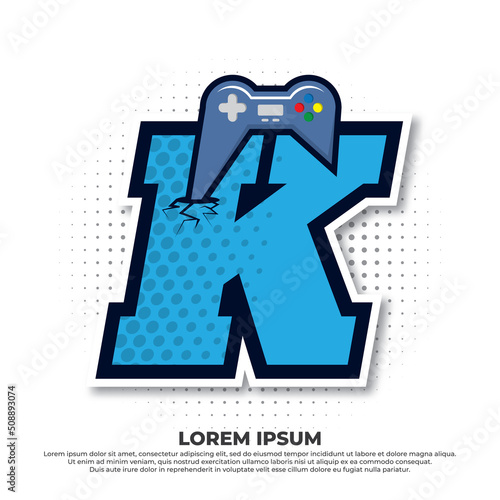Letter K with game icon, Gaming Console Esport Logo Designs with pop style.