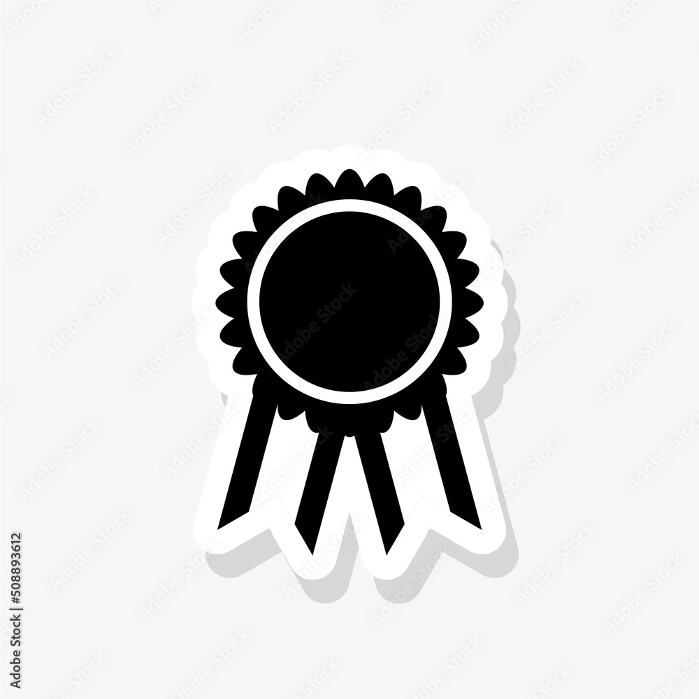 Badge ribbon reward glyph icon sticker sign for mobile concept and web design Badge ribbon reward glyph icon sticker sign for mobile concept and web design