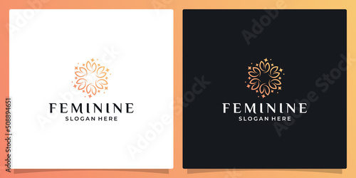 Elegant flower logo design abstract. Can be used for beauty salons, decorations, boutiques, spas, yoga, cosmetic and skin care products. premium vector