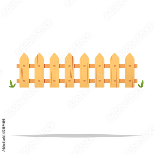 Wooden picket fence vector isolated illustration