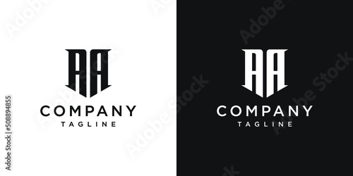 Creative Vintage Letter AA Monogram Logo Design Icon Template White and Black Background