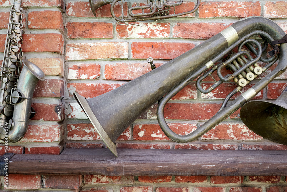 Fototapeta premium Old wind musical instruments