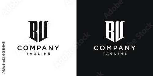 Creative Vintage Letter BU Monogram Logo Design Icon Template White and Black Background