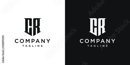 Creative Vintage Letter CR Monogram Logo Design Icon Template White and Black Background