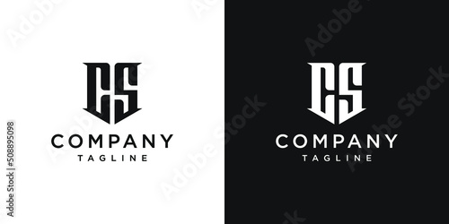 Creative Vintage Letter CS Monogram Logo Design Icon Template White and Black Background