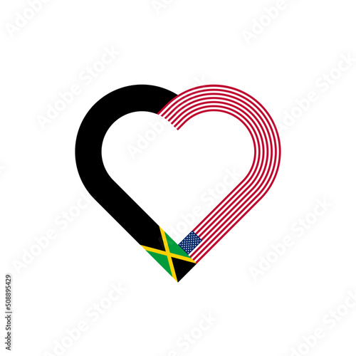 unity concept. heart ribbon icon of jamaica and usa flags. vector illustration isolated on black background