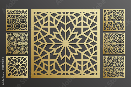 Panels with Arabic geometric pattern, laser cut templates.