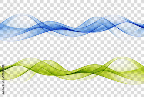 Blue and green abstract speed lines flow minimalistic fresh swoosh. Wave transition separator template. Vector illustration