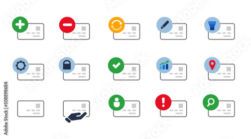 Credit card debit payment buy pay purchase icon set collection blue isolated