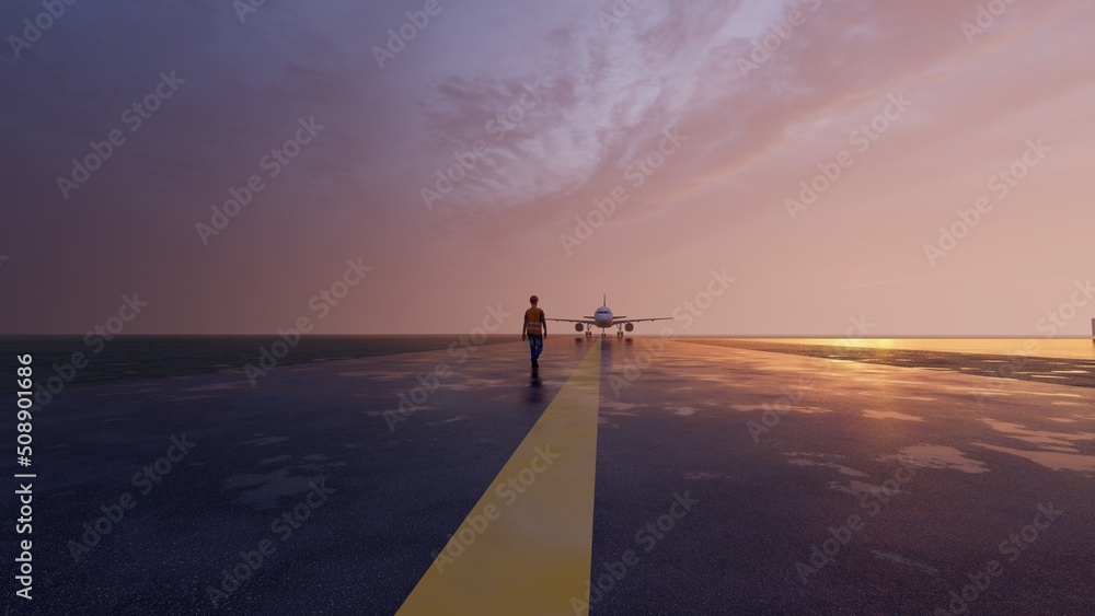 alone at airport runway