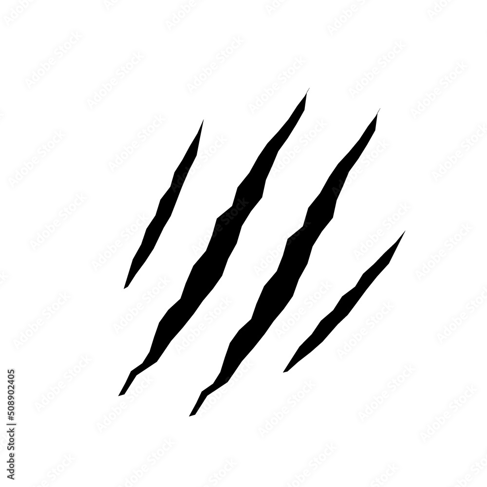 Cat scratches. Black claws animal scratch, Torn paper. Cat claws trace. Vector illustration on black background.