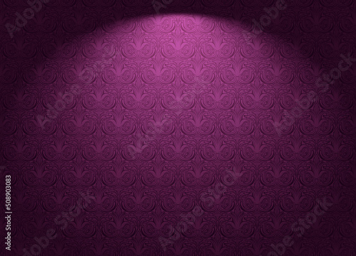 Royal, vintage, Gothic horizontal background in dark violet, marsala, purple with a classic antique ornament, Rococo. Vector illustration