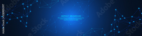Abstract technology background of global network connection and communication with connecting the dots and lines for banner design or header