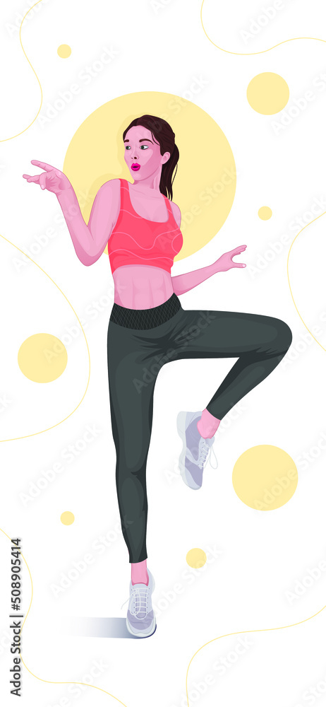 Active girl dancing Jazz funk, hip-hop, house dance, fitness dance. Expressive dance. Vector illustration.
Active girl dancing Jazz funk, hip-hop, house dance, fitness dance. Expressive dance. Vector illustration.