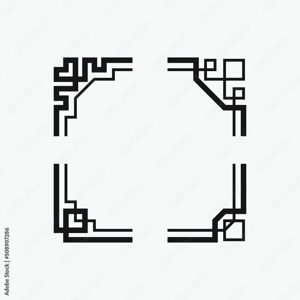 Frame corner decorative. Set of frame element. Frame corner decorative. Set of frame element.