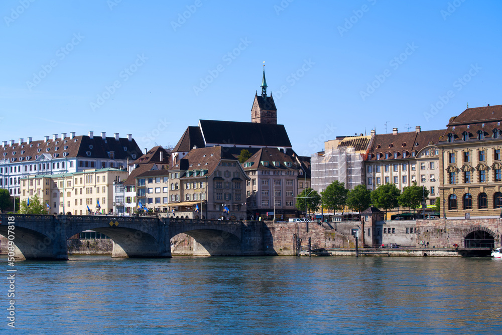 Martin's Church at the old town of City of Basel on a sunny spring day. Photo taken May 11th, 2022, Basel, Switzerland.