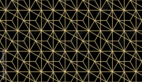 The geometric pattern with lines. Seamless vector background. Gold and black texture. Graphic modern pattern. Simple lattice graphic design photo