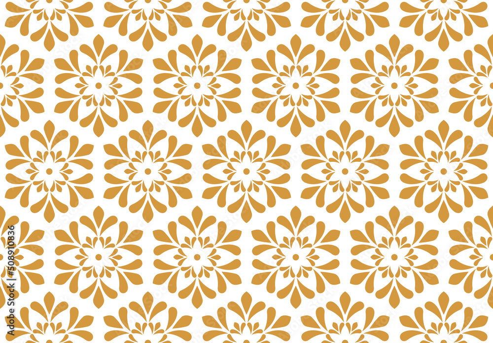 Flower geometric pattern. Seamless vector background. White and gold ornament. Ornament for fabric, wallpaper, packaging. Decorative print Flower geometric pattern. Seamless vector background. White and gold ornament. Ornament for fabric, wallpaper, packaging. Decorative print