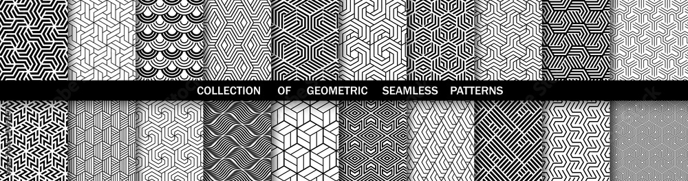 Geometric set of seamless black and white patterns. Simpless vector graphics Geometric set of seamless black and white patterns. Simpless vector graphics
