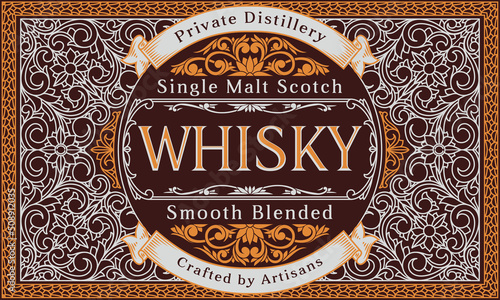 Scotch whisky - ornate vintage decorative label