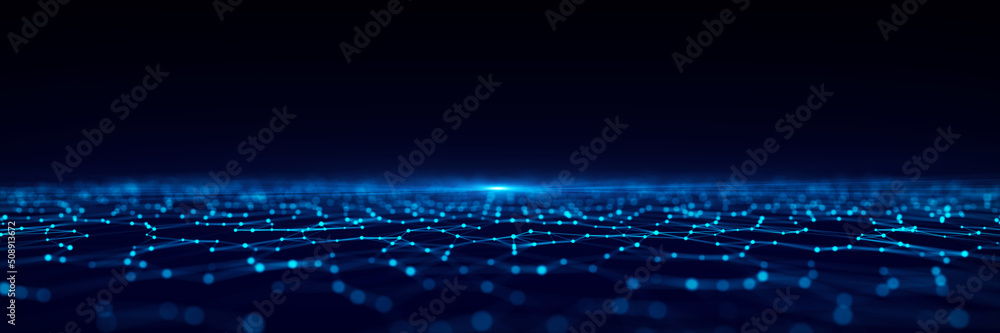 Futuristic digital data transfer concept. High-speed data flow of cryptocurrency servers. Blockchain technology. 3D rendering. - obrazy, fototapety, plakaty 